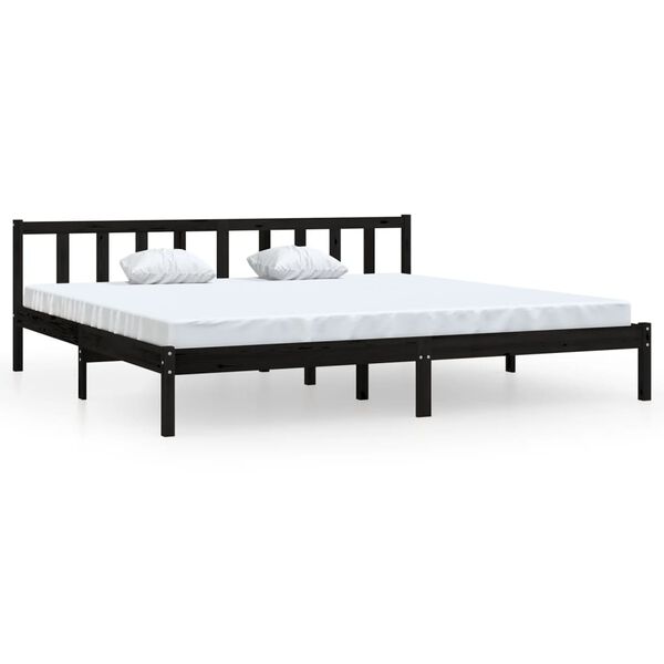 vidaXL Estructura de cama doble sin colchón madera maciza negro