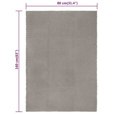 vidaXL Alfombra rectangular algodón gris 80x160 cm