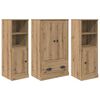 vidaXL Aparador alto 3 uds. Roble artisan 132 x 35,5 x 103,5 cm