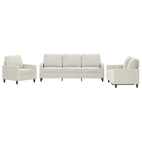 vidaXL Juego de sofás con cojines 3 piezas terciopelo crema