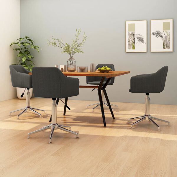 vidaXL Sillas de comedor giratorias 4 unidades tela gris oscuro