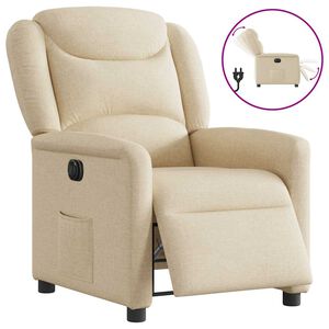 vidaXL Sill&oacute;n reclinable el&eacute;ctrico de tela crema