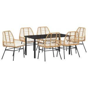 vidaXL Conjunto de Comedor de Jard&iacute;n 7 pcs Marr&oacute;n rat&aacute;n sint&eacute;tico