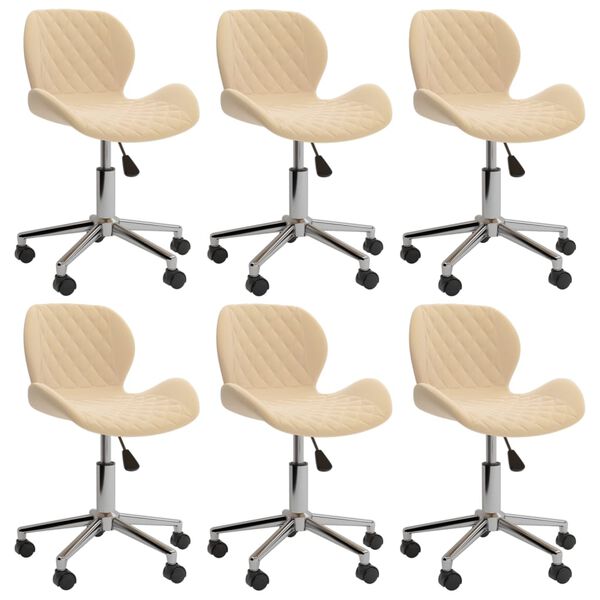 vidaXL Silla de comedor giratoria 6 uds terciopelo crema