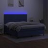 vidaXL Cama box spring colch&oacute;n y luces LED tela azul 180x200 cm