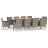vidaXL Set de comedor de jard&iacute;n 11 pzas y cojines rat&aacute;n sint&eacute;tico gris