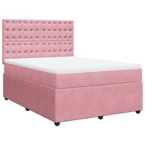 vidaXL Cama box spring con colch&oacute;n terciopelo rosa 140x190 cm
