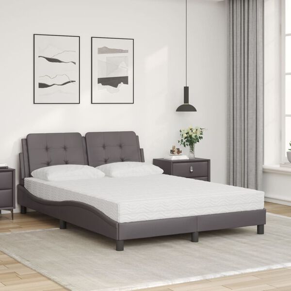 vidaXL Estructura de cama sin colch&oacute;n Zadar cuero sint&eacute;tico gris 120x200 cm