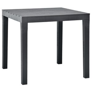 vidaXL Mesa de jard&iacute;n de pl&aacute;stico gris antracita 78x78x72 cm
