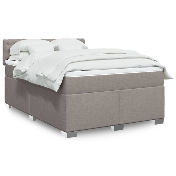 vidaXL Cama box spring con colch&oacute;n tela gris taupe 140x200 cm