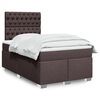 vidaXL Cama box spring con colch&oacute;n tela marr&oacute;n oscuro 120x190 cm