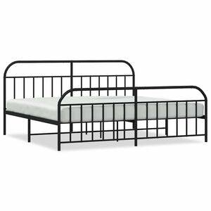 vidaXL Estructura cama sin colch&oacute;n con estribo metal negro 193x203 cm