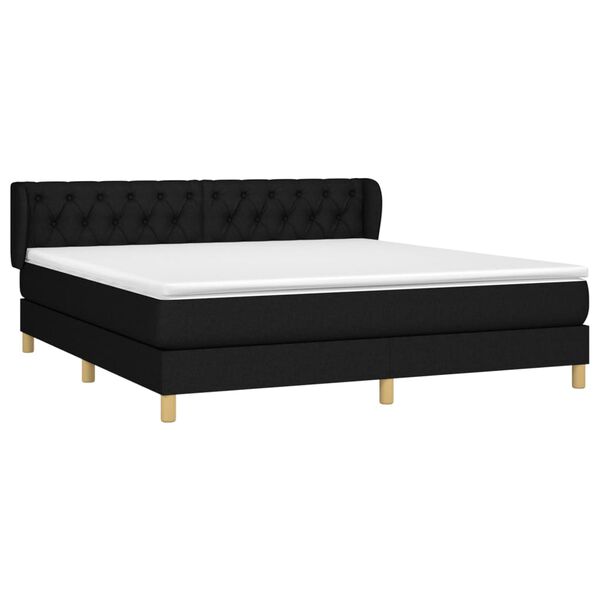 vidaXL Cama box spring con colch&oacute;n tela negro 160x200 cm