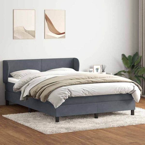 vidaXL Cama box spring con colch&oacute;n terciopelo gris oscuro 160x220 cm