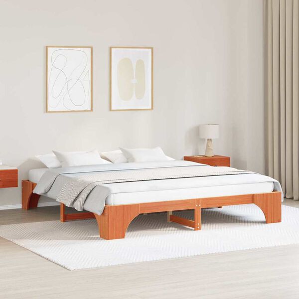 vidaXL Estructura de cama Marrón cera 180 x 200 cm