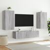 vidaXL Muebles TV pared con LED 4 pzas madera ingenier&iacute;a gris Sonoma
