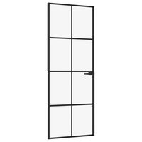 vidaXL Puerta de interior vidrio templado y aluminio negro 76x201,5 cm
