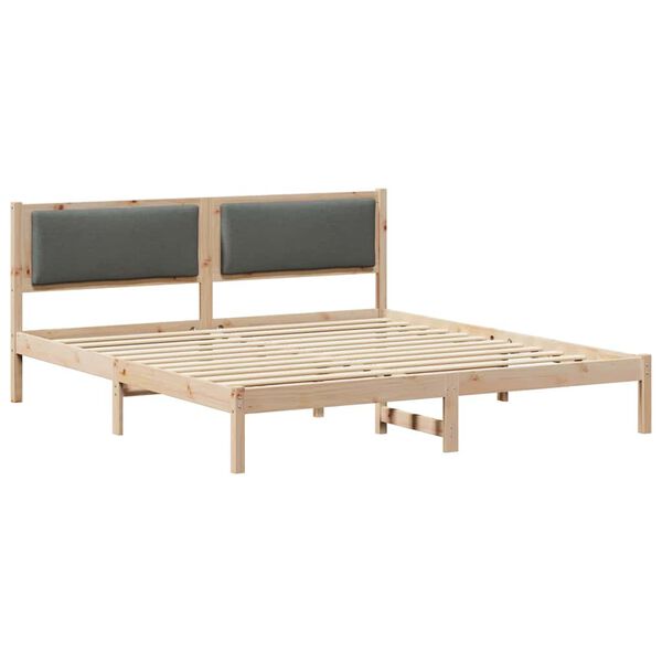 vidaXL Estructura de cama con cabecera Gris oscuro 180 x 200 cm