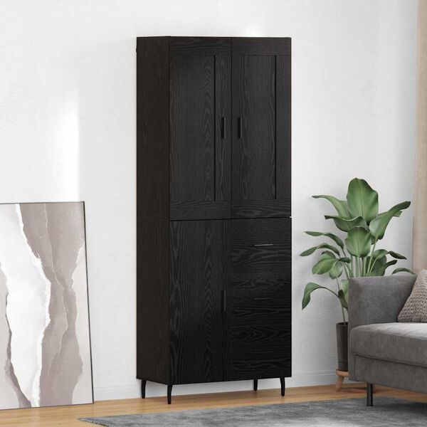 vidaXL Aparador alto con caj&oacute;n 2 pcs Roble Negro Madera de ingenier&iacute;a