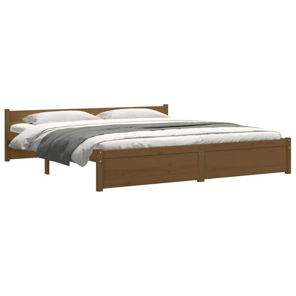 vidaXL Estructura cama sin colch&oacute;n madera maciza marr&oacute;n miel 200x200cm