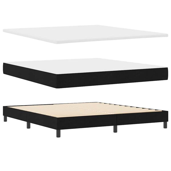 vidaXL Cama tipo Box Spring con colch&oacute;n Negro 200 x 180 cm Poli&eacute;ster