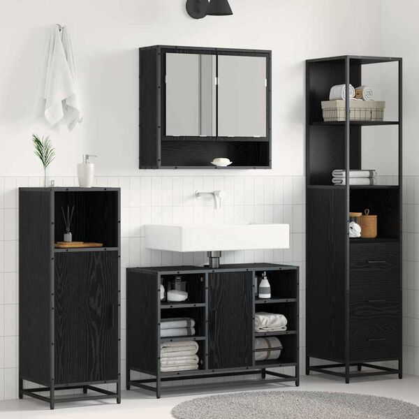 vidaXL Juego de muebles de ba&ntilde;o Roble Negro 35 x 37,5 x 166 cm