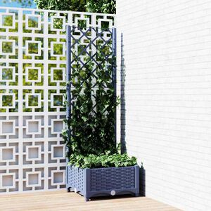 vidaXL Jardinera de jard&iacute;n con enrejado azul gris&aacute;ceo 40x40x121,5 cm PP