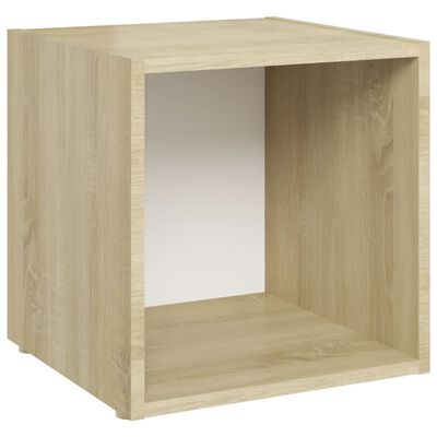 vidaXL Muebles de salón 8 pzas madera ingeniería blanco y roble Sonoma