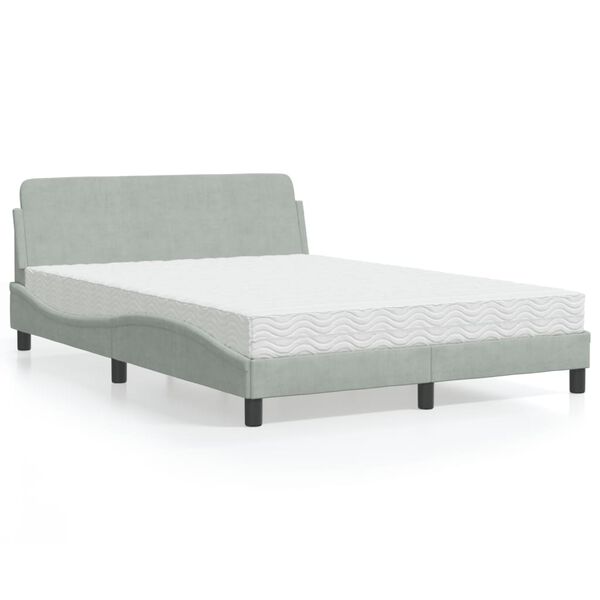 vidaXL Cama con colch&oacute;n Dover terciopelo gris claro 140x190 cm