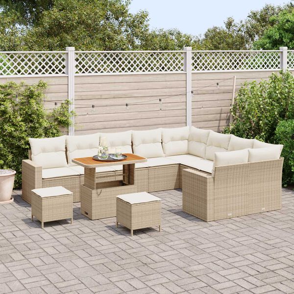 vidaXL Conjunto de sof&aacute;s de jard&iacute;n con coj&iacute;n 13 pcs Beige y Crema