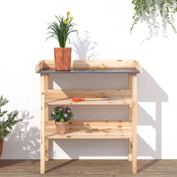 vidaXL Mesa para plantas con estantes madera maciza abeto 78x38x82,5cm