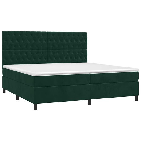 vidaXL Cama box spring con colch&oacute;n terciopelo verde oscuro 200x200 cm