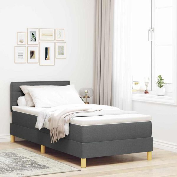 vidaXL Cama tipo Box Spring con colch&oacute;n Gris oscuro 80 x 200 cm tela
