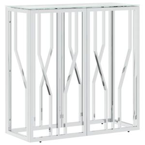 vidaXL Mesa consola acero inoxidable y vidrio 70x30x70 cm