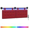 vidaXL Cabecero colgante Con luz LED Rojo vino Cuero sint&eacute;tico