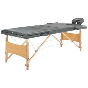 vidaXL Camilla de masaje 3 zonas estructura madera antracita 186x68 cm