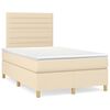 vidaXL Cama box spring con colch&oacute;n y luces LED tela crema 120x190 cm