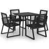 vidaXL Juego de comedor para jard&iacute;n 5 piezas rat&aacute;n PVC negro