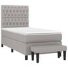 vidaXL Cama box spring con colch&oacute;n tela gris claro 90x200 cm
