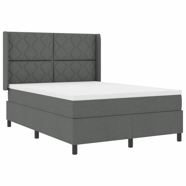 vidaXL Cama tipo Box Spring con colch&oacute;n Gris oscuro 160 x 200 cm tela