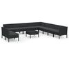 vidaXL Set muebles de jard&iacute;n 12 pzas y cojines rat&aacute;n sint&eacute;tico negro