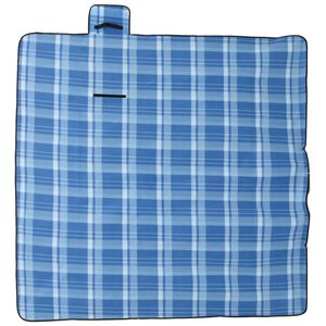 vidaXL Manta de picnic plegable terciopelo a cuadros azul 200x200 cm