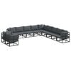 vidaXL Conjunto de sof&aacute;s de jard&iacute;n con coj&iacute;n 11 pcs Negro Aluminio