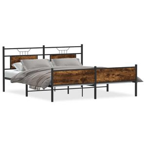 vidaXL Estructura de cama sin colchón metal roble ahumado 183x213 cm