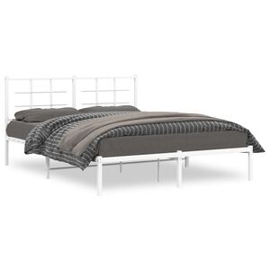 vidaXL Estructura cama sin colch&oacute;n con cabecero metal blanco 160x200cm