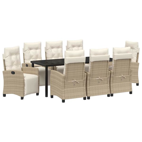 vidaXL Conjunto de Comedor de Jard&iacute;n 9 pcs Beige rat&aacute;n sint&eacute;tico