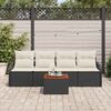vidaXL Conjunto de sof&aacute;s de jard&iacute;n 5 pcs Negro rat&aacute;n sint&eacute;tico