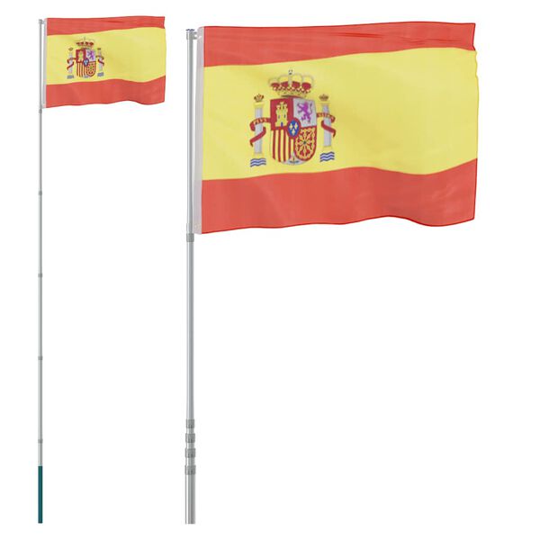 vidaXL M&aacute;stil y bandera de Espa&ntilde;a aluminio 5,5 m