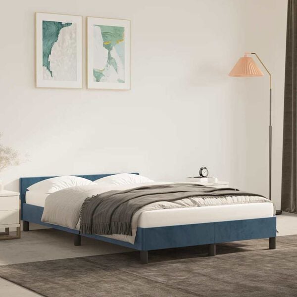 vidaXL Estructura de cama sin colch&oacute;n terciopelo azul oscuro 120x200cm