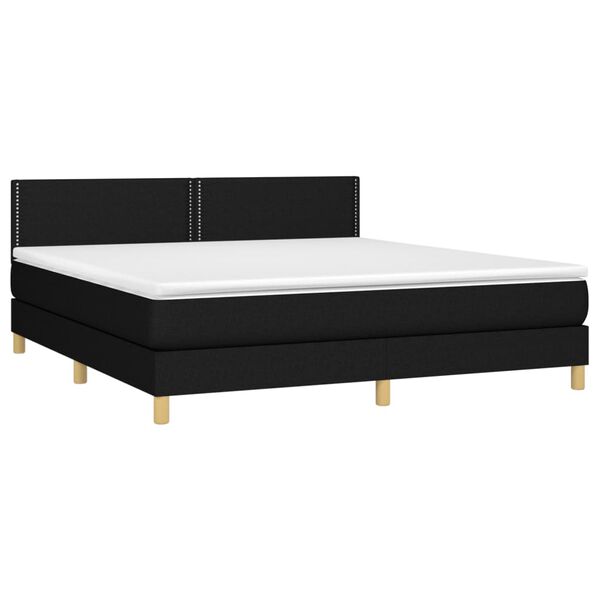 vidaXL Cama box spring con colch&oacute;n LED tela negro 180x200 cm
